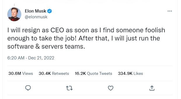 Is Elon Musk finding a new CEO for Twitter?